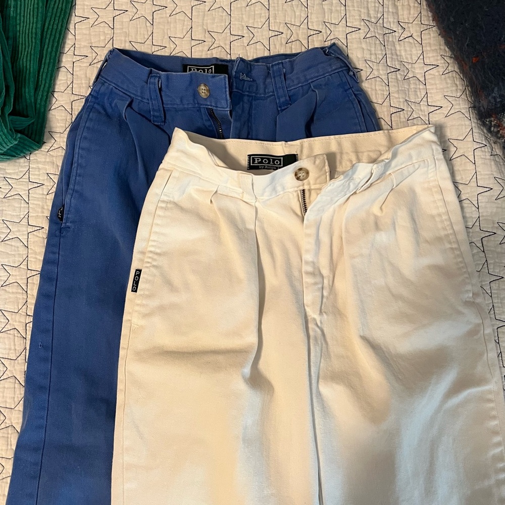 Perfectly preppy: 2 pairs of vintage pleated chinos (Boys 10s, fit like an 8)